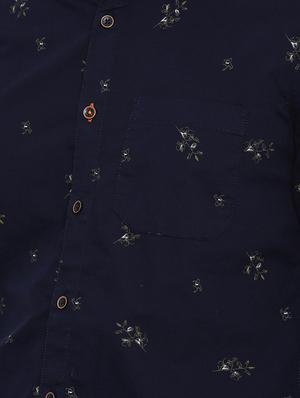 navy blue printed casual shirt - 16456431 - Standard Image - 5
