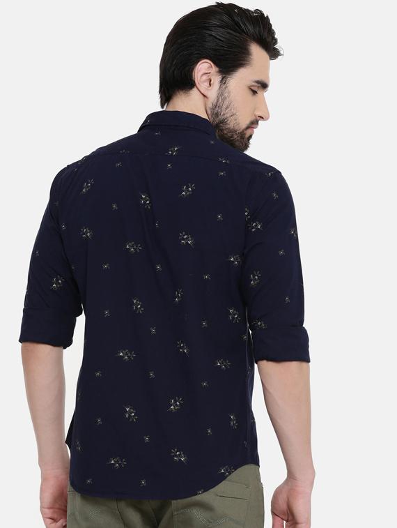navy blue printed casual shirt - 16456431 - Zoom Image - 3