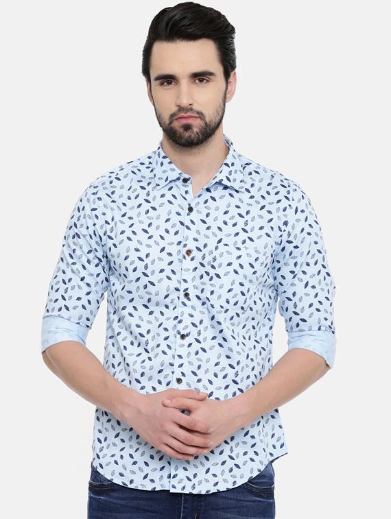light blue printed casual shirt - 16456439 - Zoom Image - 1