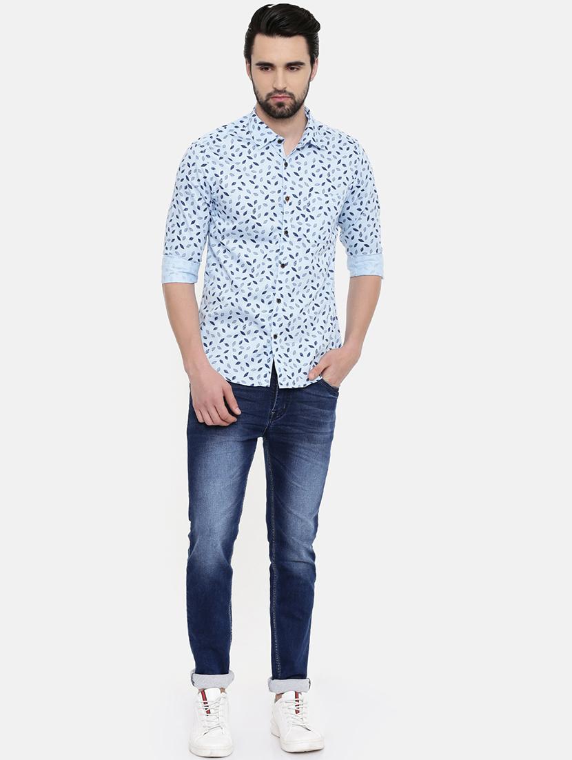 light blue printed casual shirt - 16456439 - Zoom Image - 4
