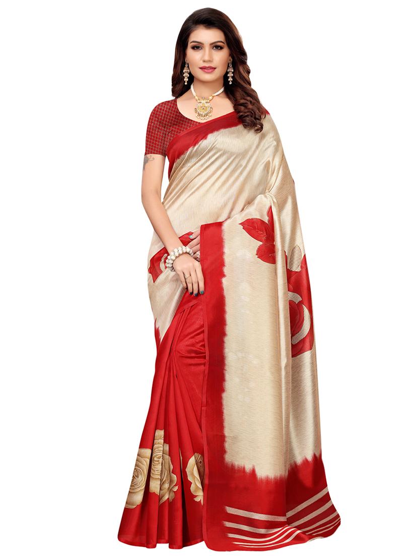floral half and half saree with blouse - 16456618 - Zoom Image - 1