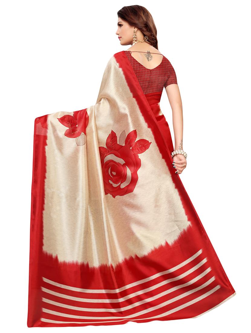 floral half and half saree with blouse - 16456618 - Zoom Image - 2