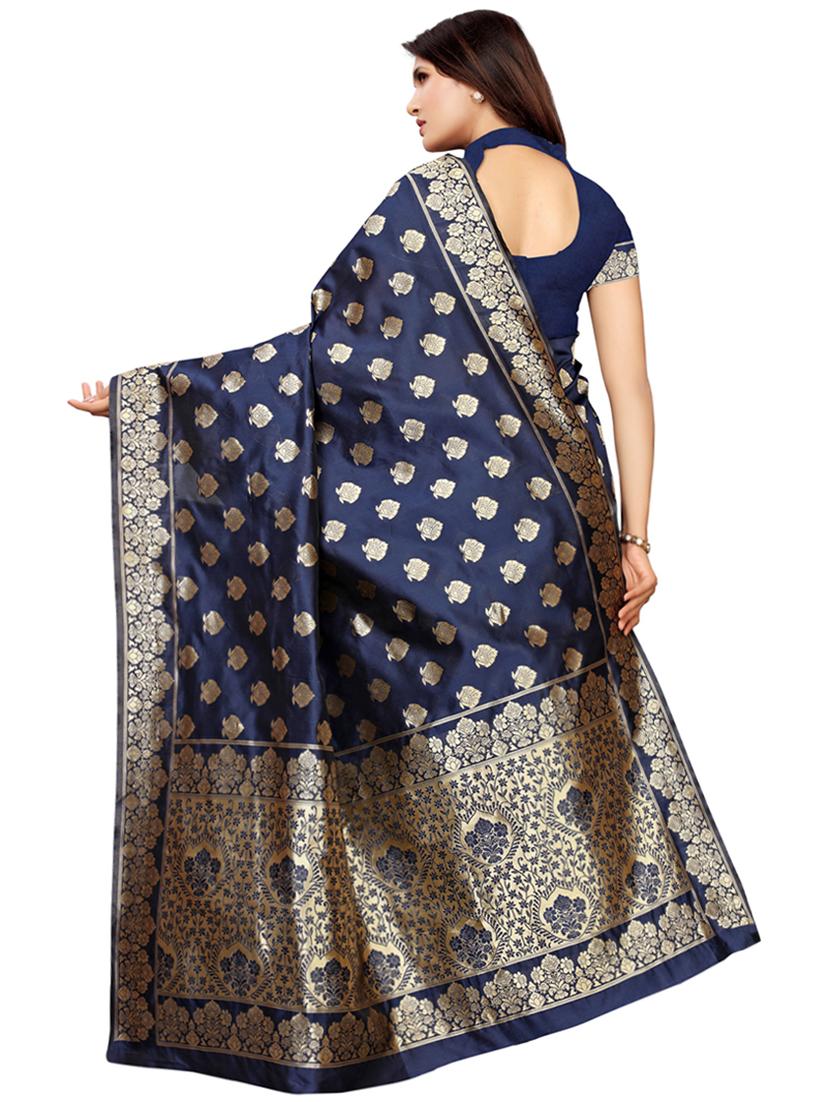 self-design banarasi saree with blouse - 16456637 - Zoom Image - 2