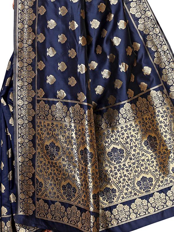 self-design banarasi saree with blouse - 16456637 - Zoom Image - 3