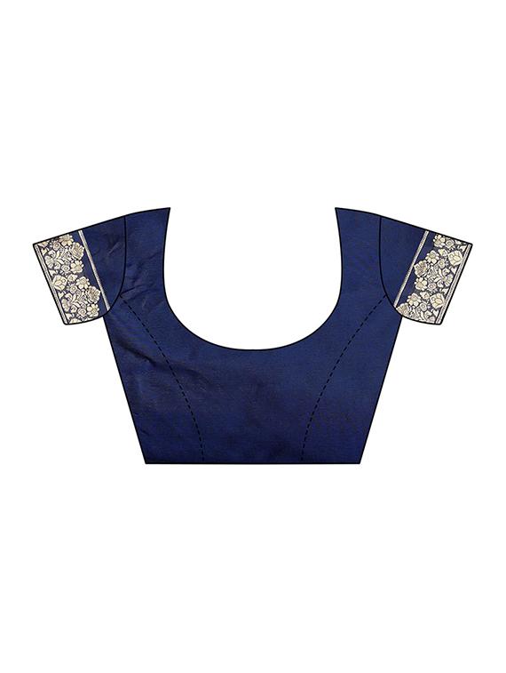 self-design banarasi saree with blouse - 16456637 - Zoom Image - 4