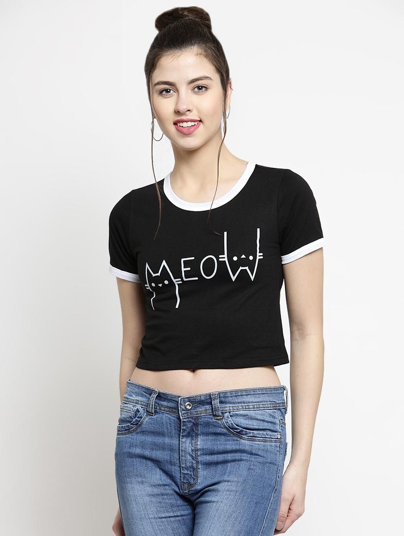 contrast detail quirky crop tee - 16456819 - Zoom Image - 1