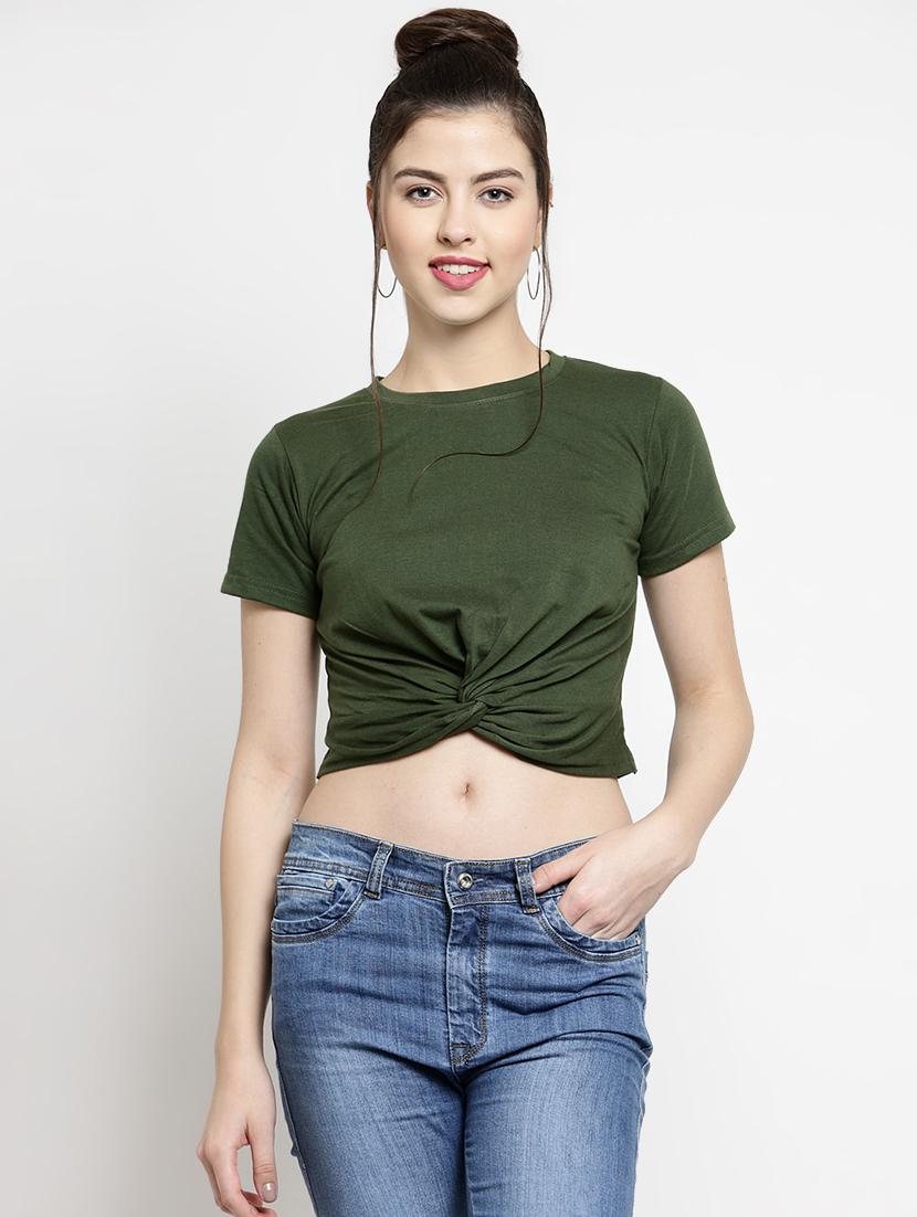 knot detail solid crop tee - 16456856 - Zoom Image - 1
