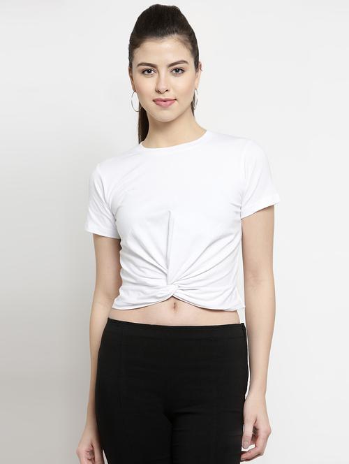 knot detail solid crop tee - 16456861 - Standard Image - 1