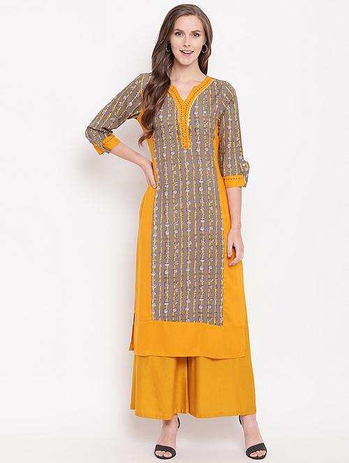 kaantha work printed straight kurta - 16456904 - Standard Image - 1