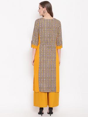 kaantha work printed straight kurta - 16456904 - Standard Image - 3
