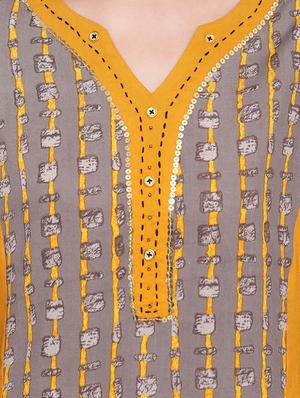 kaantha work printed straight kurta - 16456904 - Standard Image - 4