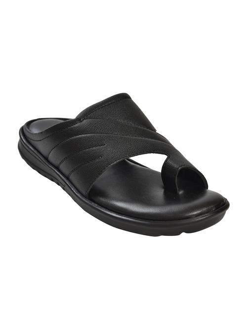 ajanta black leatherette slip on sandals - 16456991 - Standard Image - 1