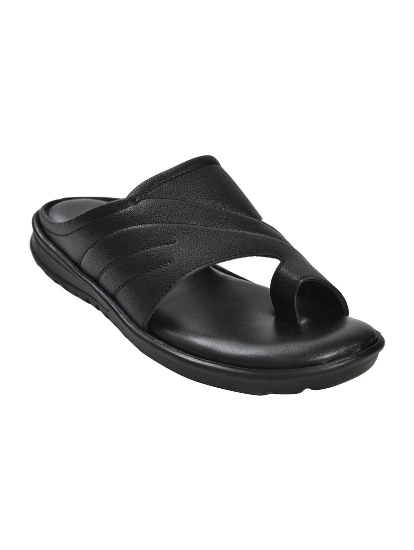 ajanta black leatherette slip on sandals - 16456991 - Zoom Image - 1