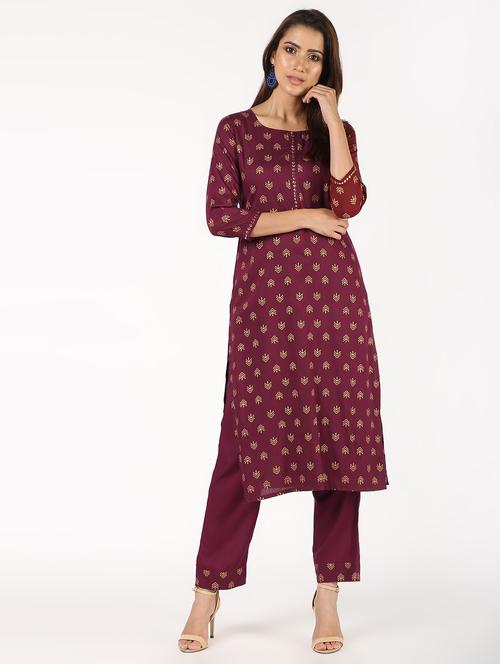 printed kurta with pant set - 16457097 - Standard Image - 1