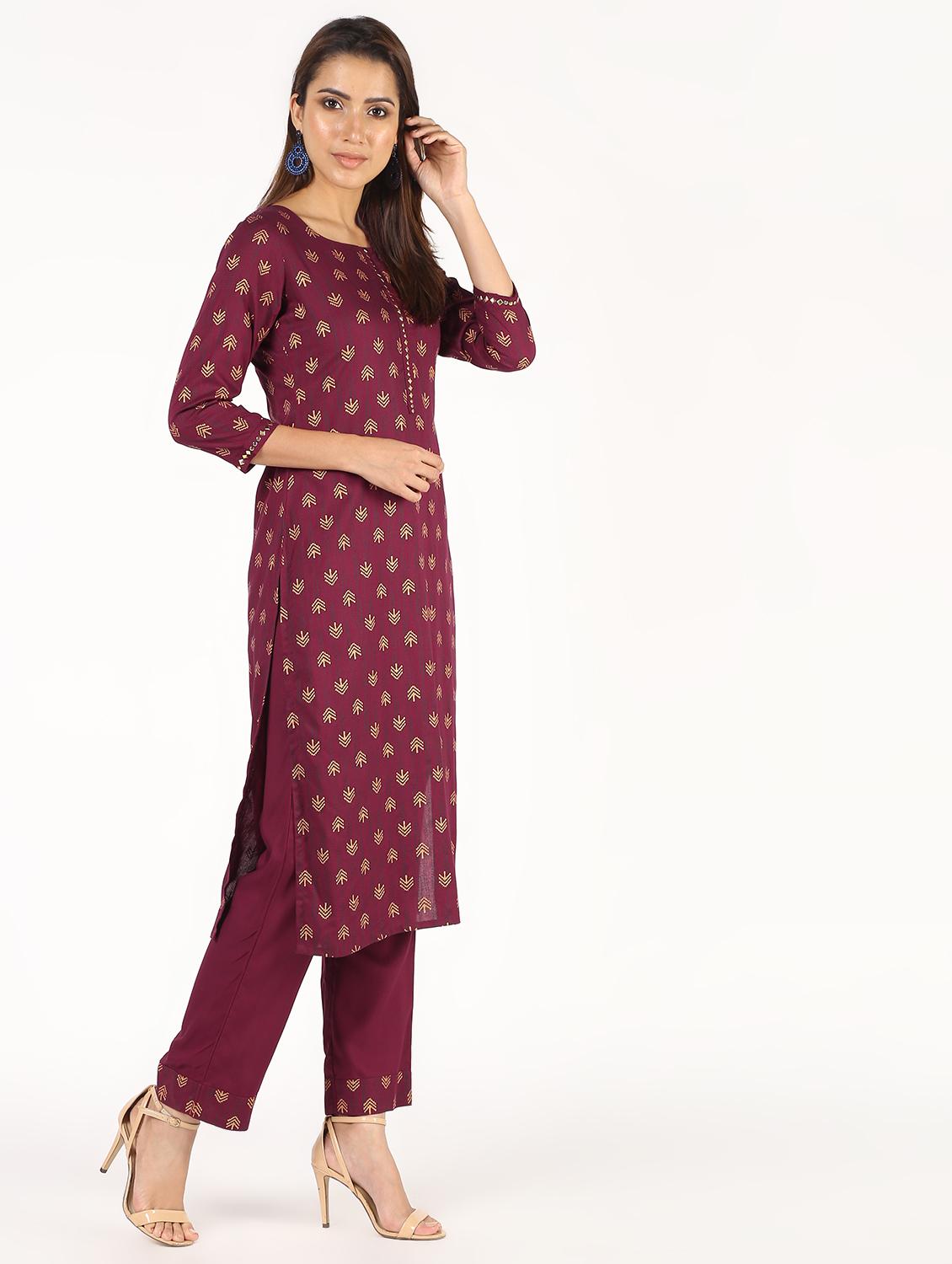 printed kurta with pant set - 16457097 - Zoom Image - 2