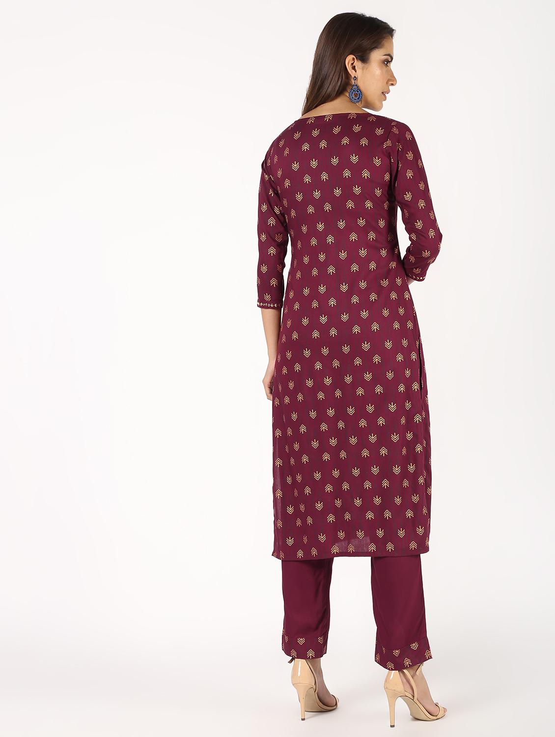 printed kurta with pant set - 16457097 - Zoom Image - 3