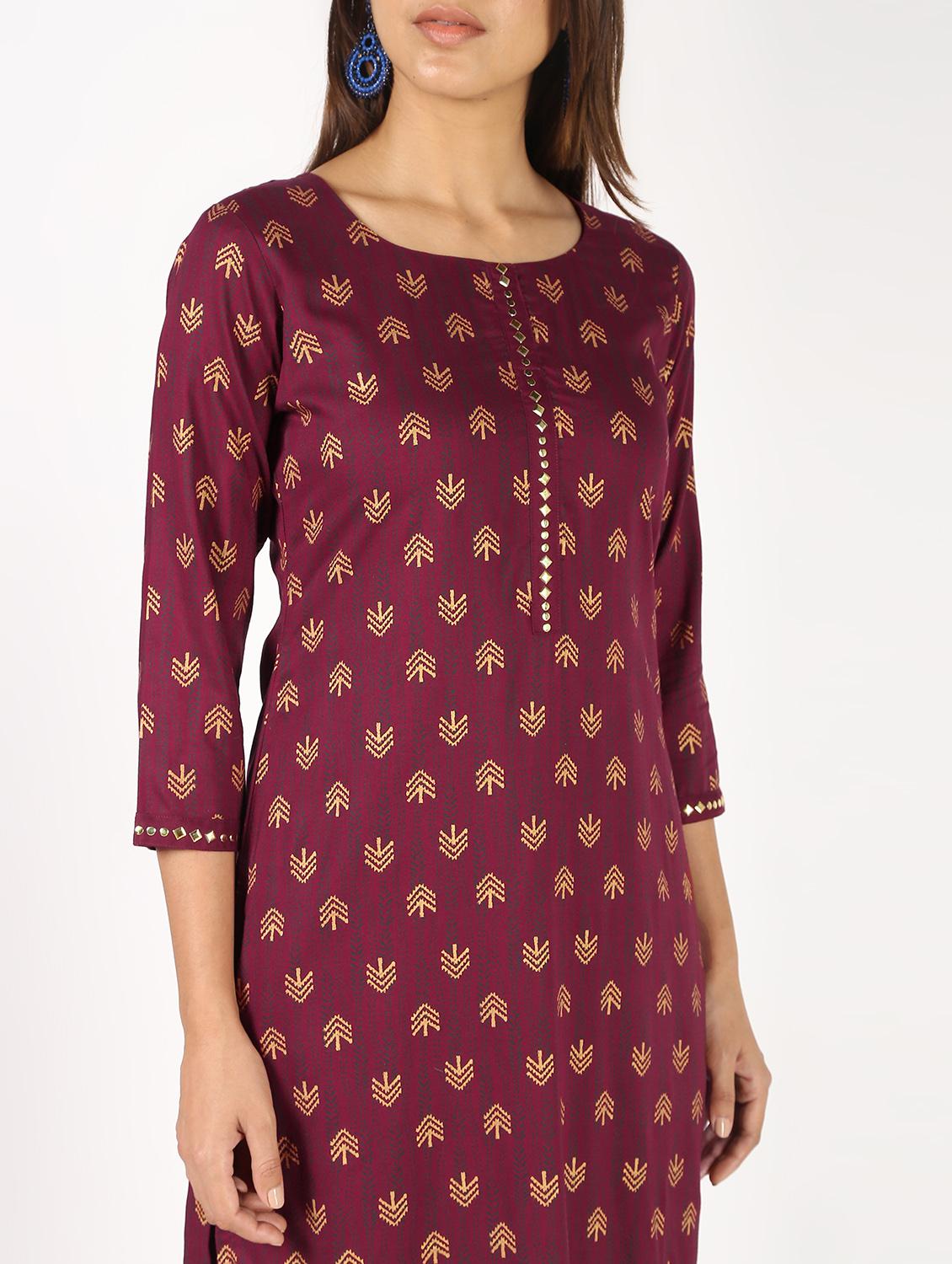 printed kurta with pant set - 16457097 - Zoom Image - 4