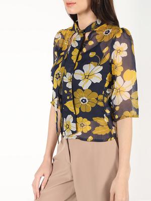tie up neck sheer top - 16457135 - Standard Image - 5