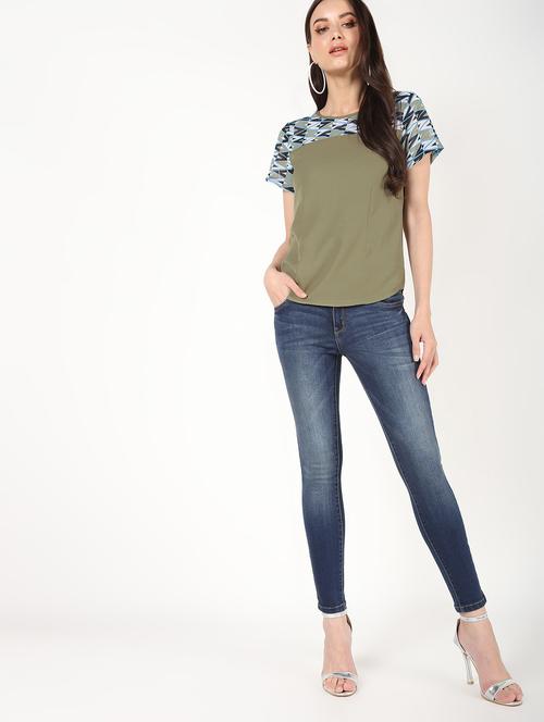 round neck abstract panel top - 16457136 - Standard Image - 1