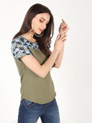 round neck abstract panel top - 16457136 - Standard Image - 3