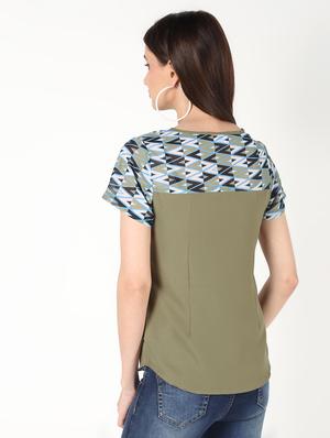 round neck abstract panel top - 16457136 - Standard Image - 4