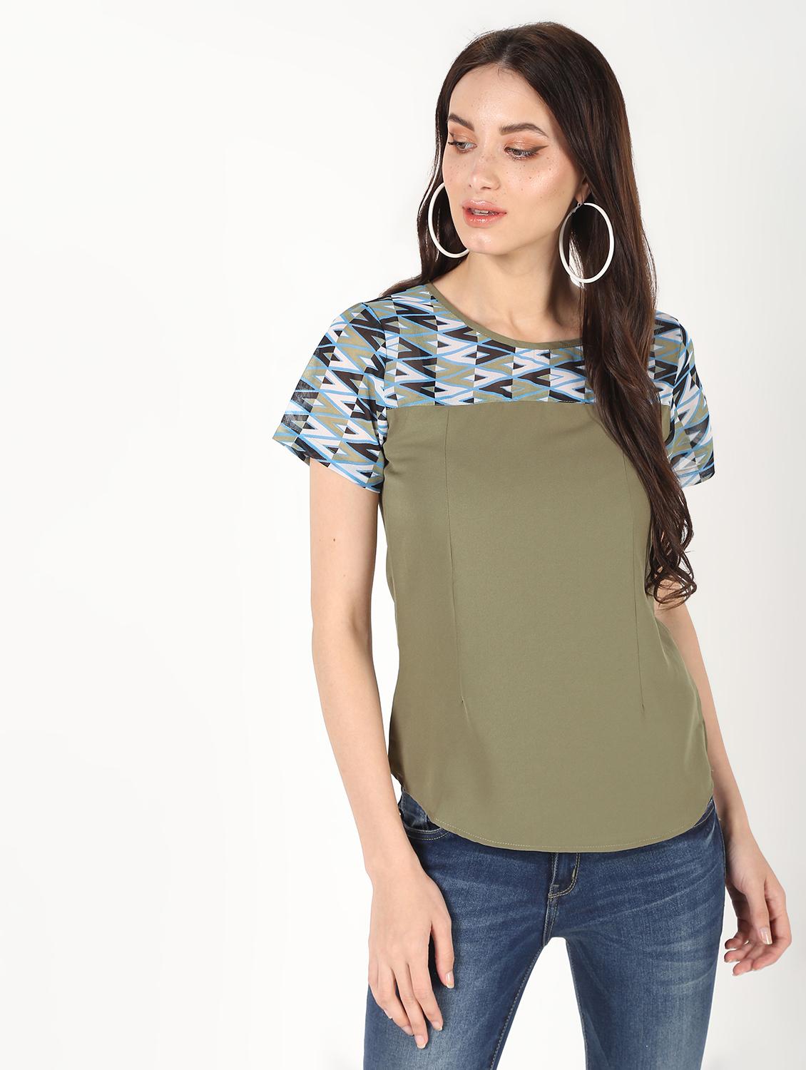 round neck abstract panel top - 16457136 - Zoom Image - 2