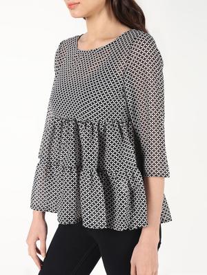 round neck gathered peplum top - 16457137 - Standard Image - 5