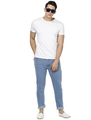 light blue solid plain jeans - 16457152 - Standard Image - 4