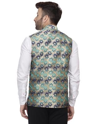 blue printed nehru jacket - 16457197 - Standard Image - 3