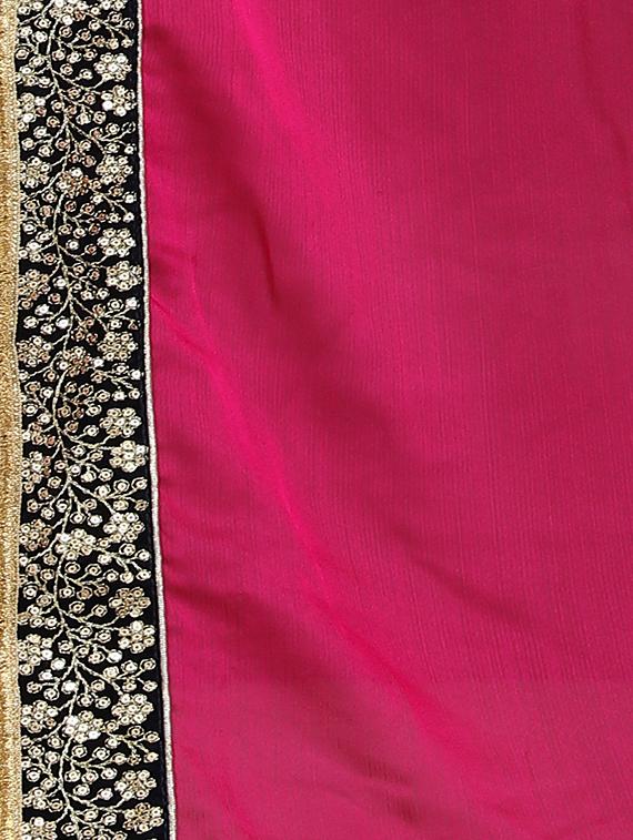 solid plain saree with blouse - 16457225 - Zoom Image - 3