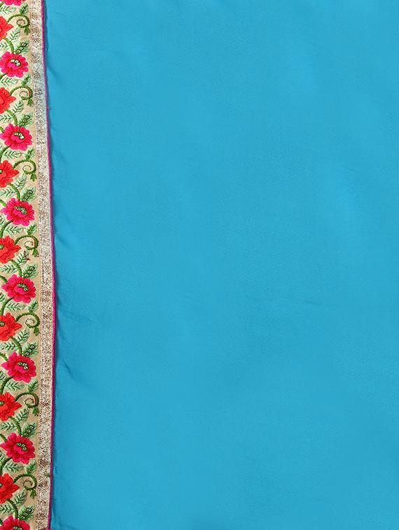 solid bordered saree with blouse - 16457232 - Zoom Image - 3