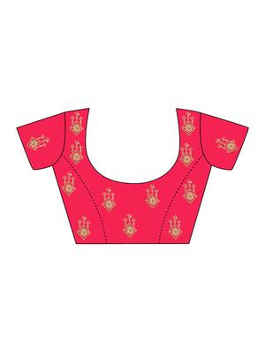 solid with bordered saree with blouse - 16457247 - Standard Image - 3