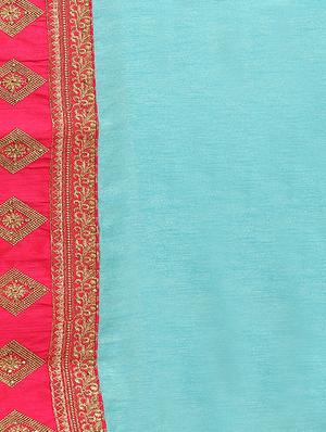 solid with bordered saree with blouse - 16457247 - Standard Image - 4