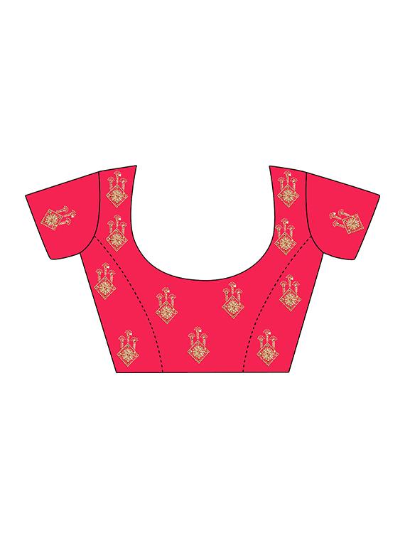 solid with bordered saree with blouse - 16457247 - Zoom Image - 3