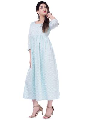 gold foil printed flared ethnic dress - 16457349 - Standard Image - 2