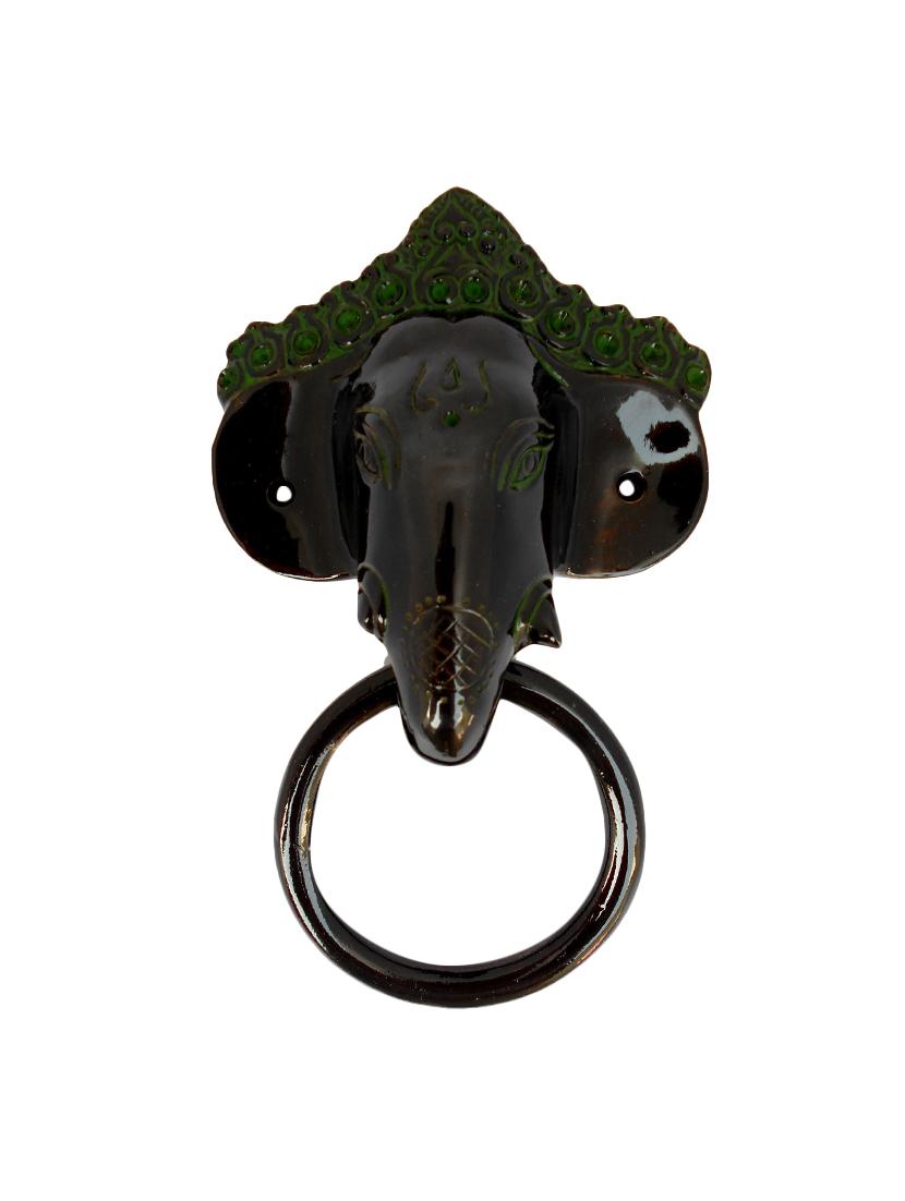 susajjit lord ganesha or elephant face door knocker in antique black finish - 16457499 - Zoom Image - 1