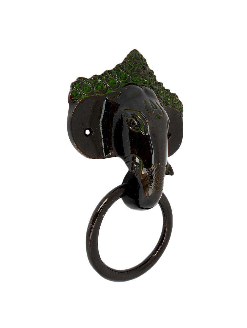 susajjit lord ganesha or elephant face door knocker in antique black finish - 16457499 - Zoom Image - 2