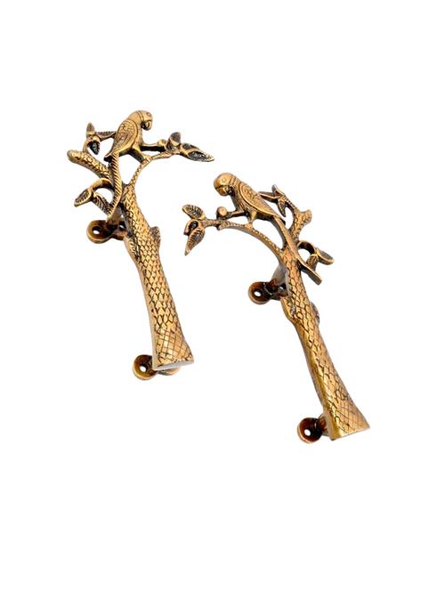 susajjit door handle pair of parrot on a tree made of brass metal - 16458047 - Very Small Image - 1