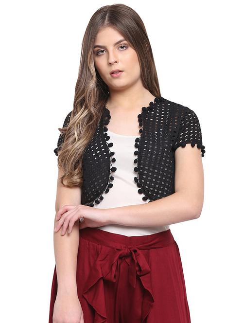 pom pom detail cropped shrug - 16458205 - Standard Image - 1