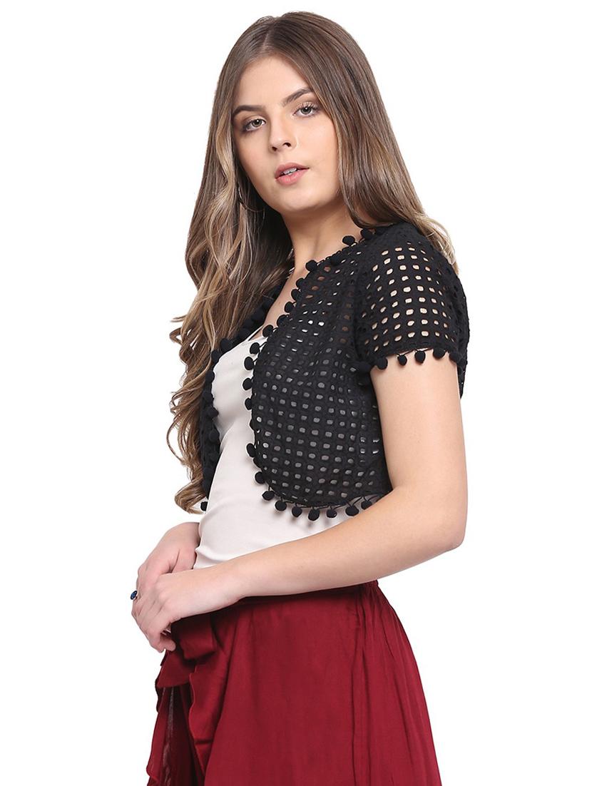 pom pom detail cropped shrug - 16458205 - Zoom Image - 2
