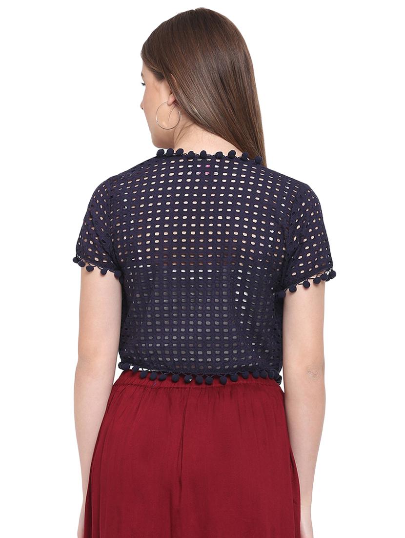 pom pom detail cropped shrug - 16458206 - Zoom Image - 3