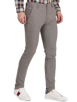 brown textured flat front casual trouser - 16458278 - Standard Image - 2