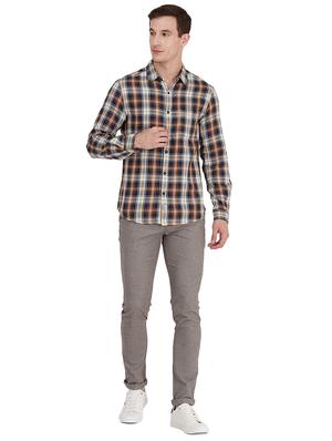 brown textured flat front casual trouser - 16458278 - Standard Image - 4