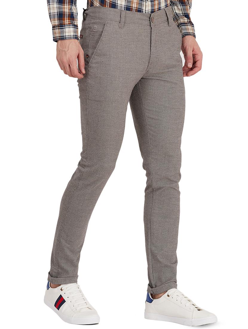 brown textured flat front casual trouser - 16458278 - Zoom Image - 2