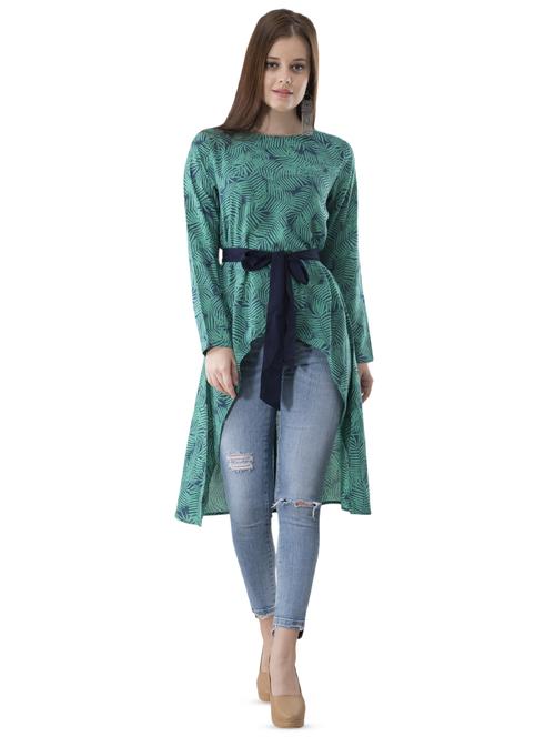 tie front high low tunic - 16458573 - Standard Image - 1