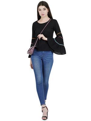 round neck bell sleeved top - 16459023 - Standard Image - 4