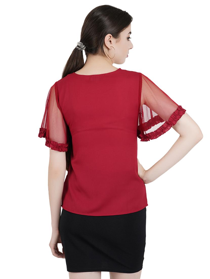 frill detail bell sleeved top - 16459024 - Zoom Image - 3