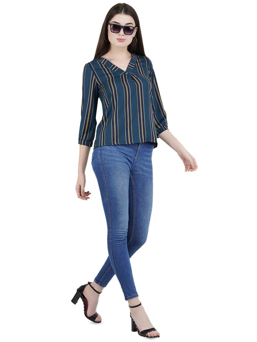 v-neck striped top - 16459032 - Zoom Image - 4