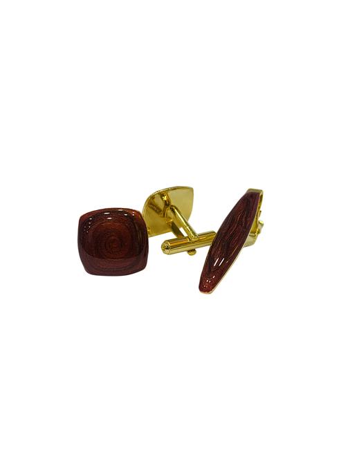 maroon metal cufflink - 16459040 - Standard Image - 1