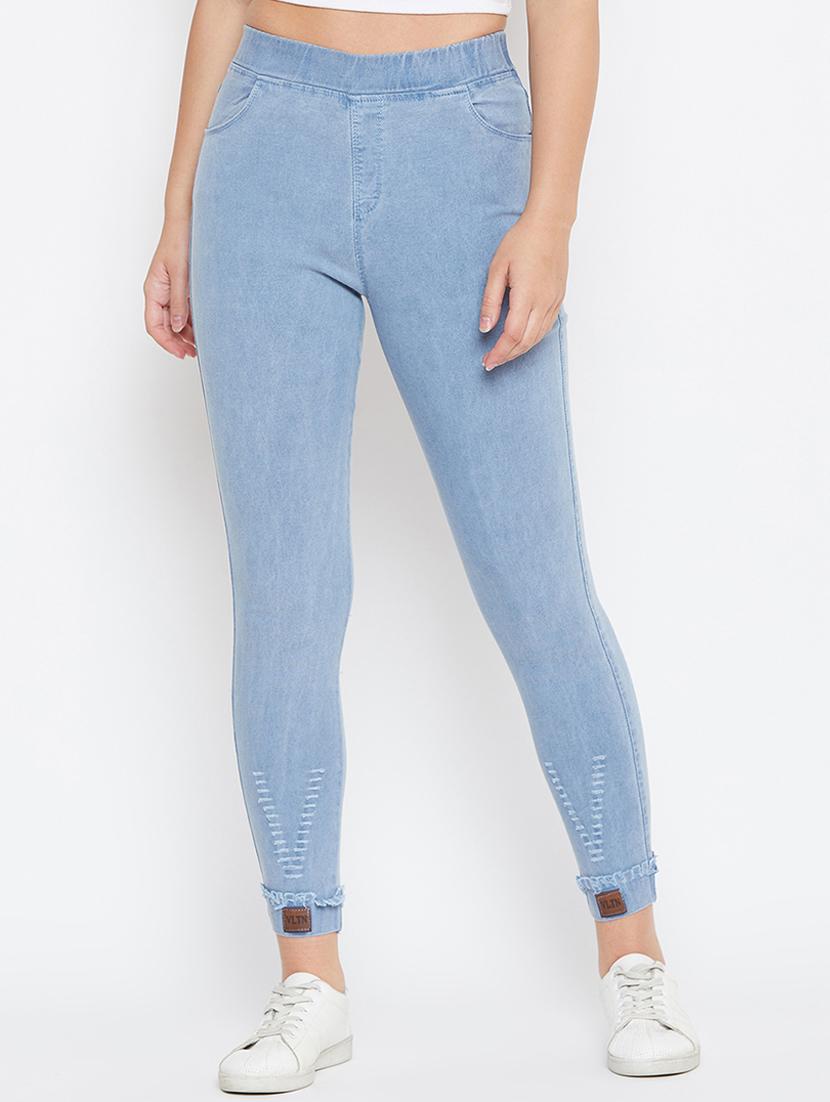 distressed detail solid jeggings - 16459041 - Zoom Image - 1